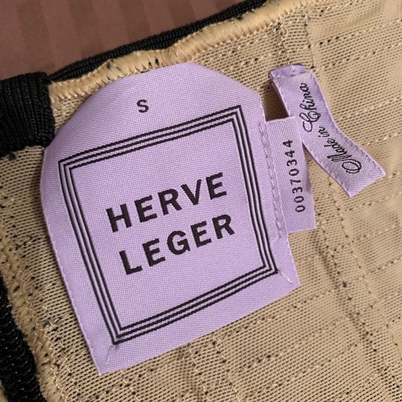 Hervé Leger Black Tan Gisele Bandage Short Dress - Picture 3 of 7